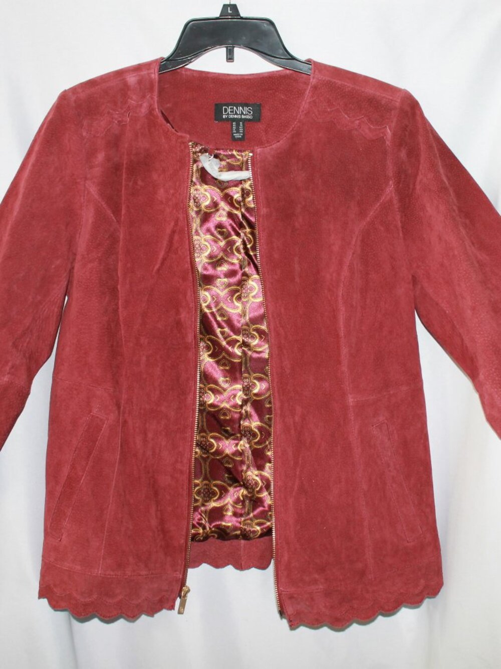 Dennis Basso washable suede collarless jacket